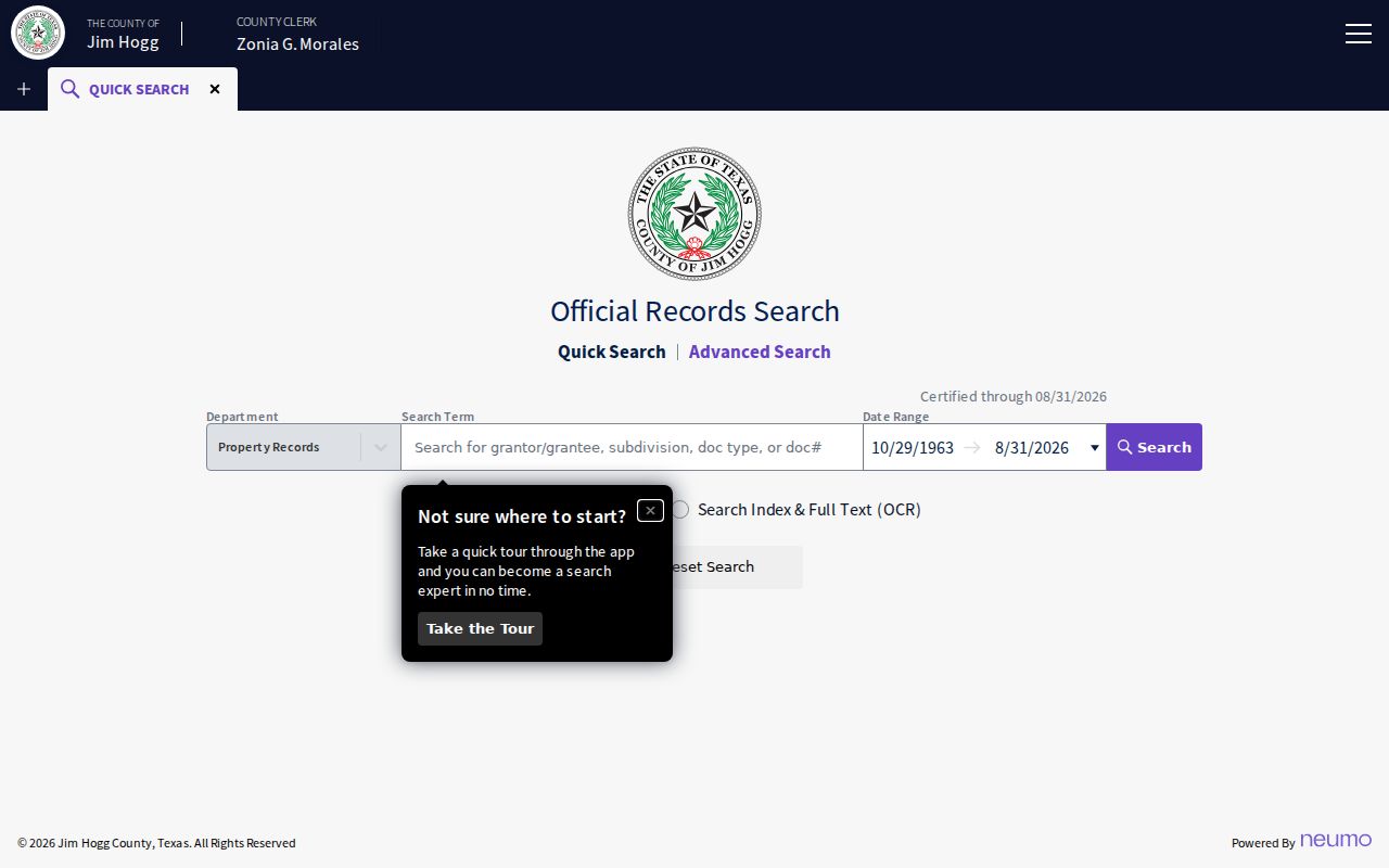 Jim Hogg County property index distinct from case lookup